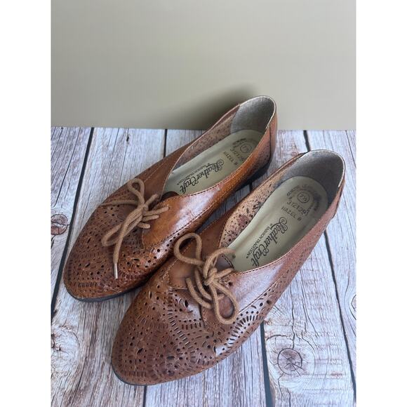 Authentic Vintage Brown Leather Tie Loafers Leather Craft 7.5 - Picture 1 of 3